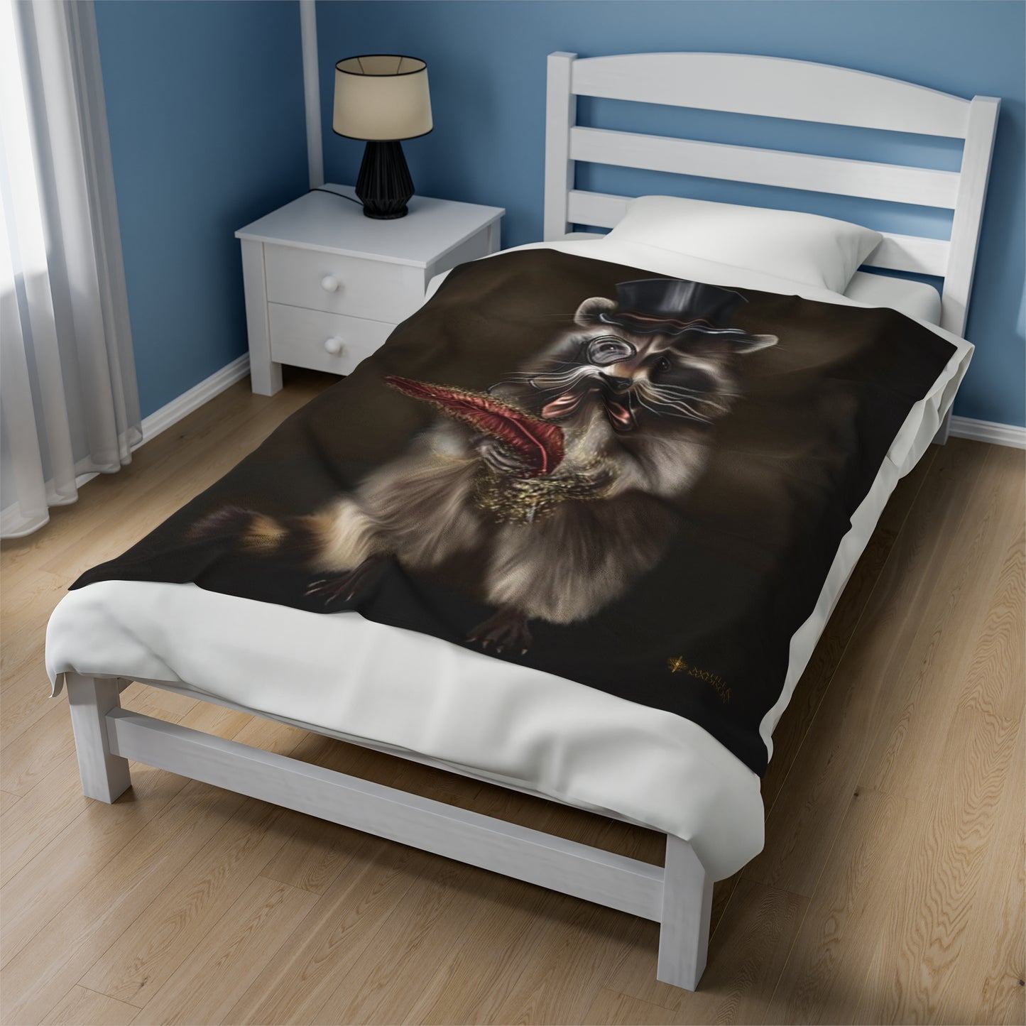 Cedric the Raccoon Velveteen Plush Blanket