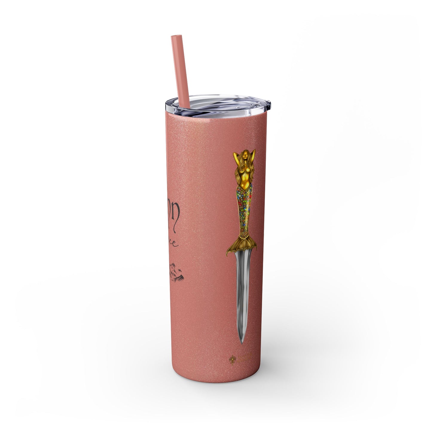 Lochlann is My Happy Place (featuring the booby dagger) - Skinny Tumbler with Straw, 20oz