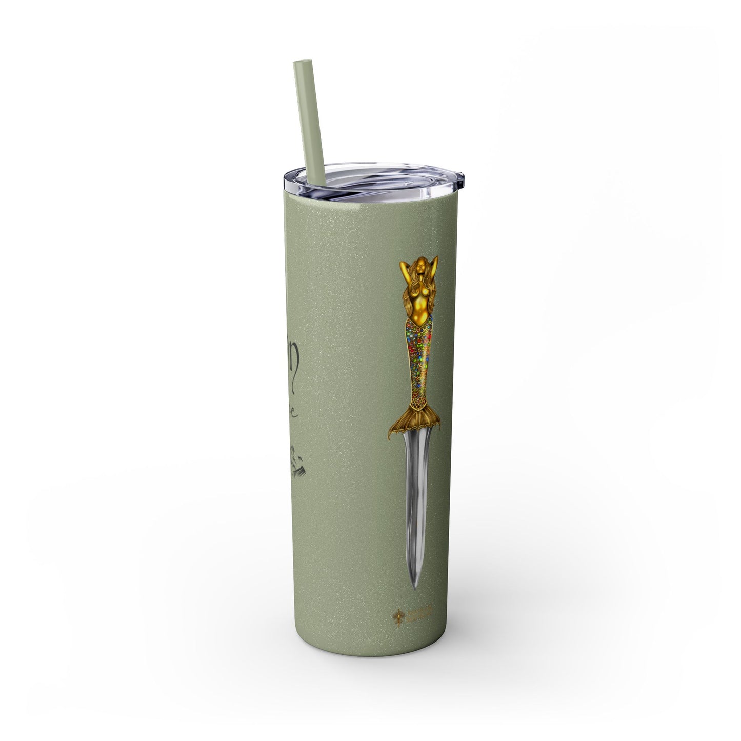 Lochlann is My Happy Place (featuring the booby dagger) - Skinny Tumbler with Straw, 20oz