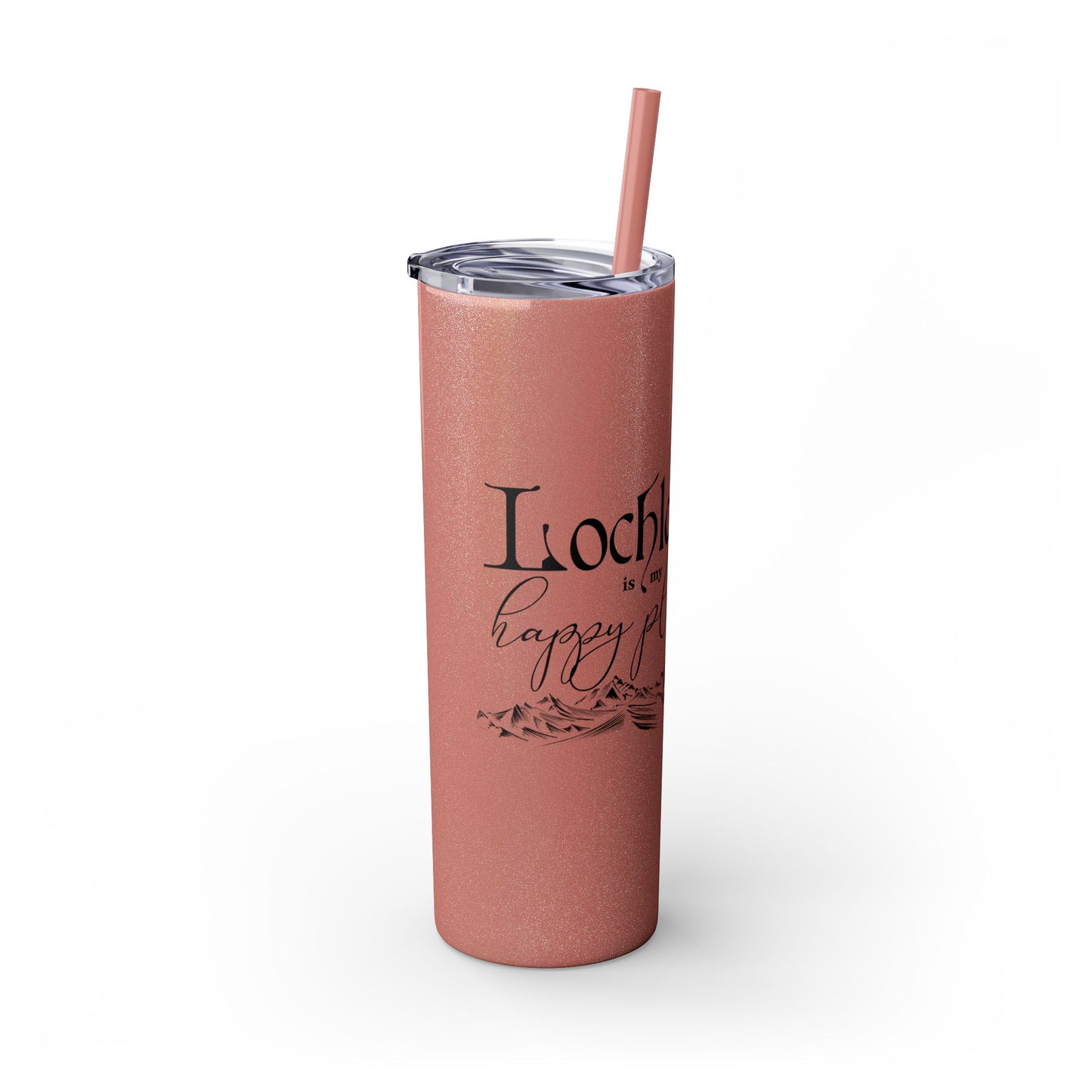 Lochlann is My Happy Place (featuring the booby dagger) - Skinny Tumbler with Straw, 20oz