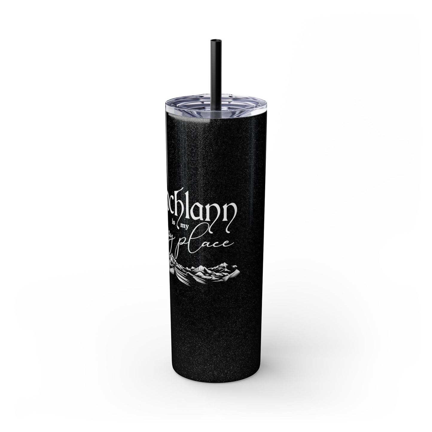Lochlann is My Happy Place (featuring the booby dagger) - Skinny Tumbler with Straw, 20oz