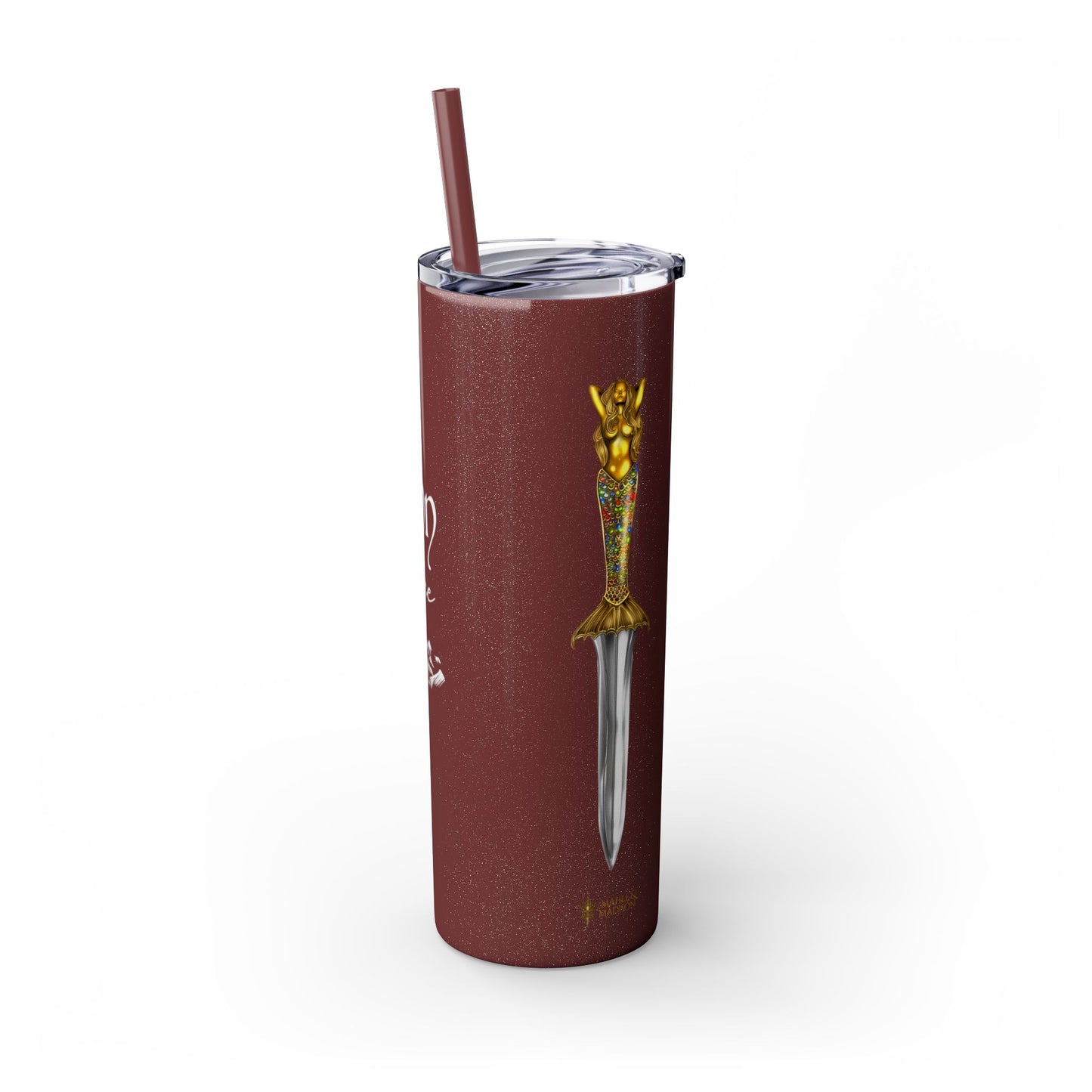 Lochlann is My Happy Place (featuring the booby dagger) - Skinny Tumbler with Straw, 20oz