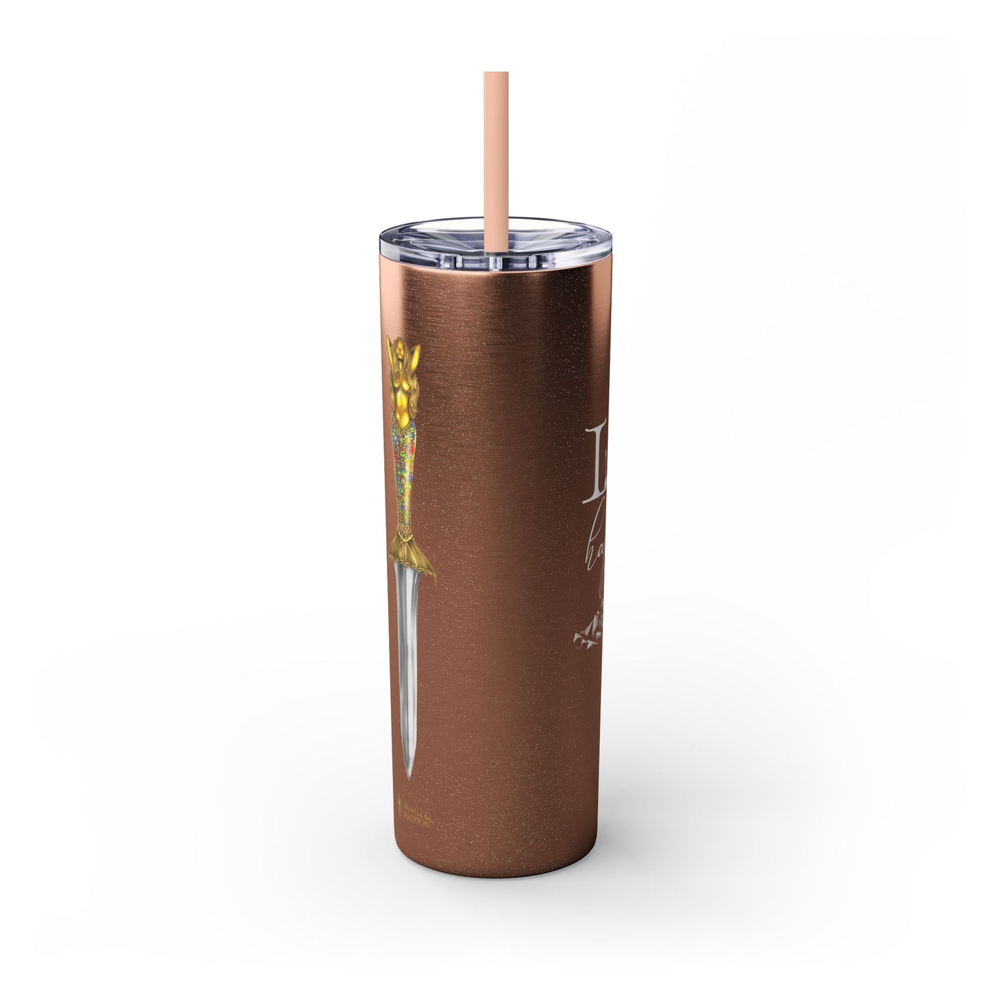 Lochlann is My Happy Place (featuring the booby dagger) - Skinny Tumbler with Straw, 20oz