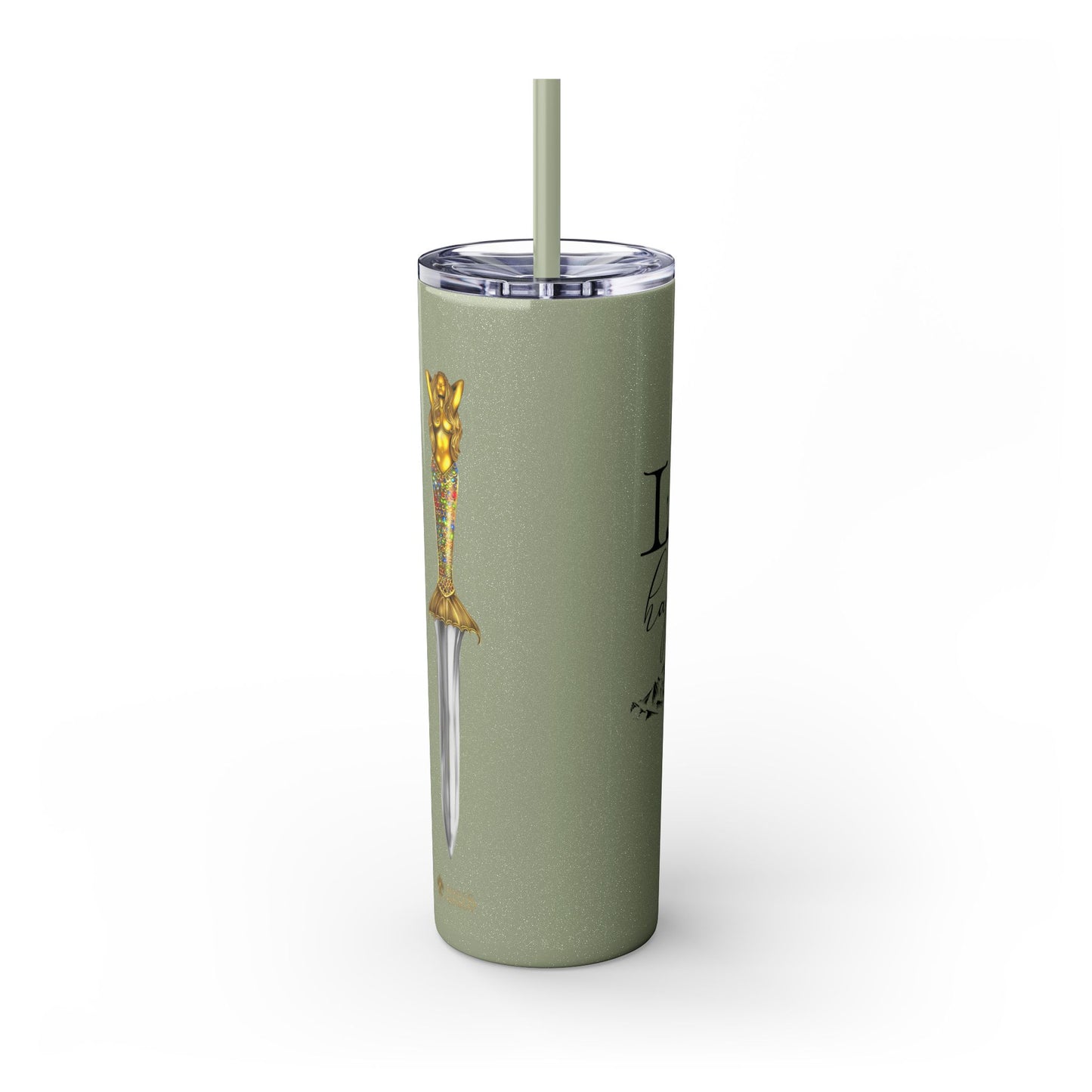 Lochlann is My Happy Place (featuring the booby dagger) - Skinny Tumbler with Straw, 20oz