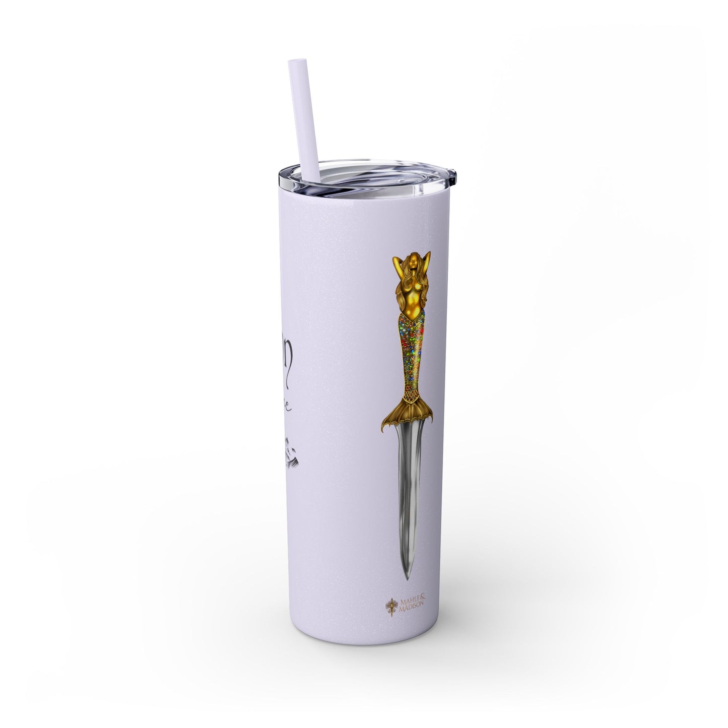 Lochlann is My Happy Place (featuring the booby dagger) - Skinny Tumbler with Straw, 20oz