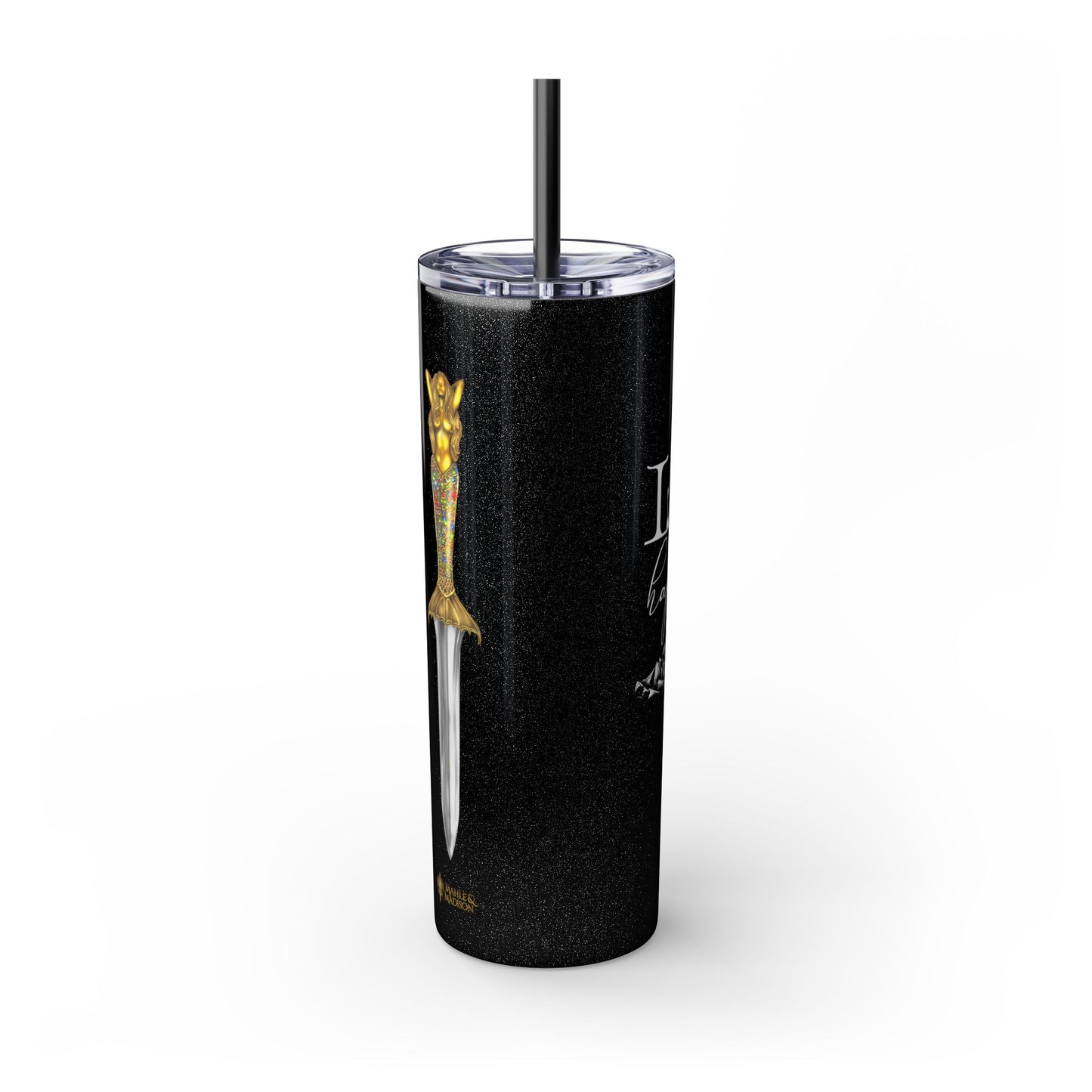 Lochlann is My Happy Place (featuring the booby dagger) - Skinny Tumbler with Straw, 20oz