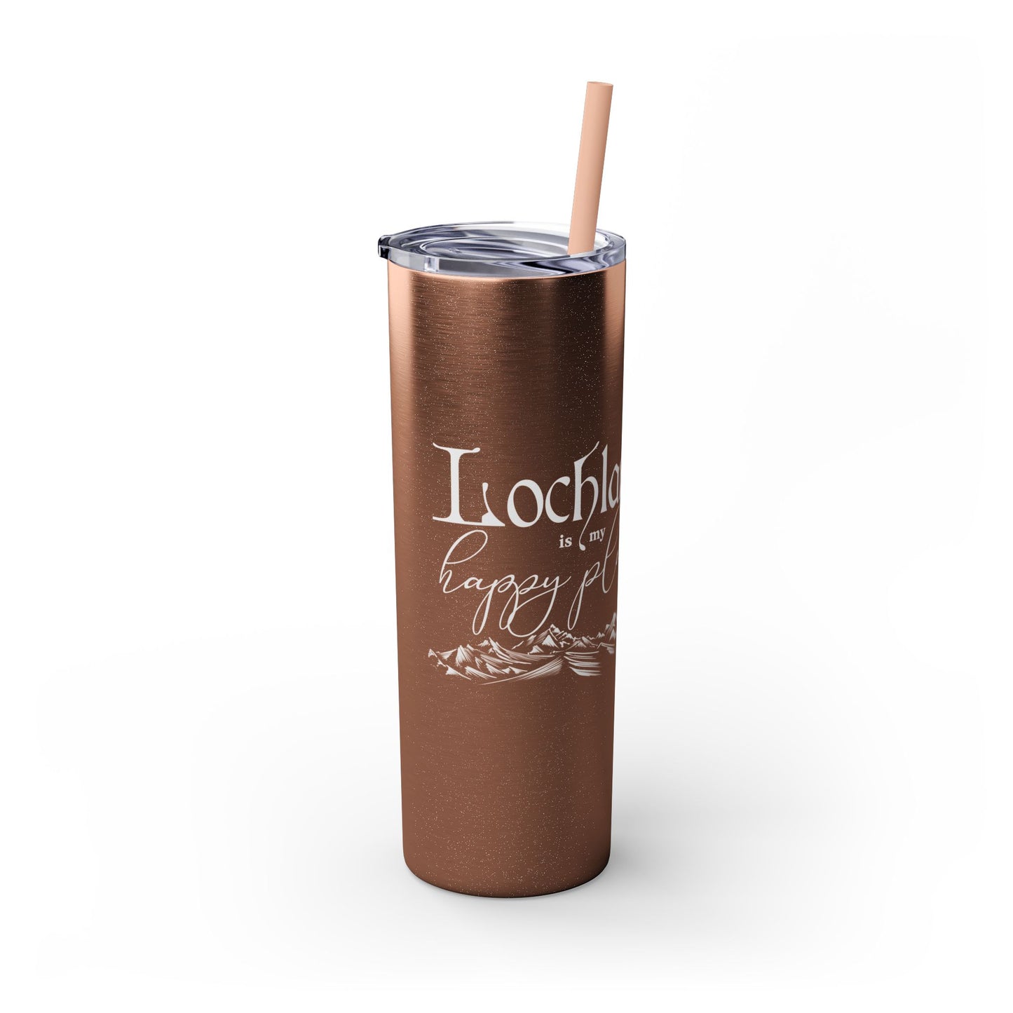Lochlann is My Happy Place (featuring the booby dagger) - Skinny Tumbler with Straw, 20oz