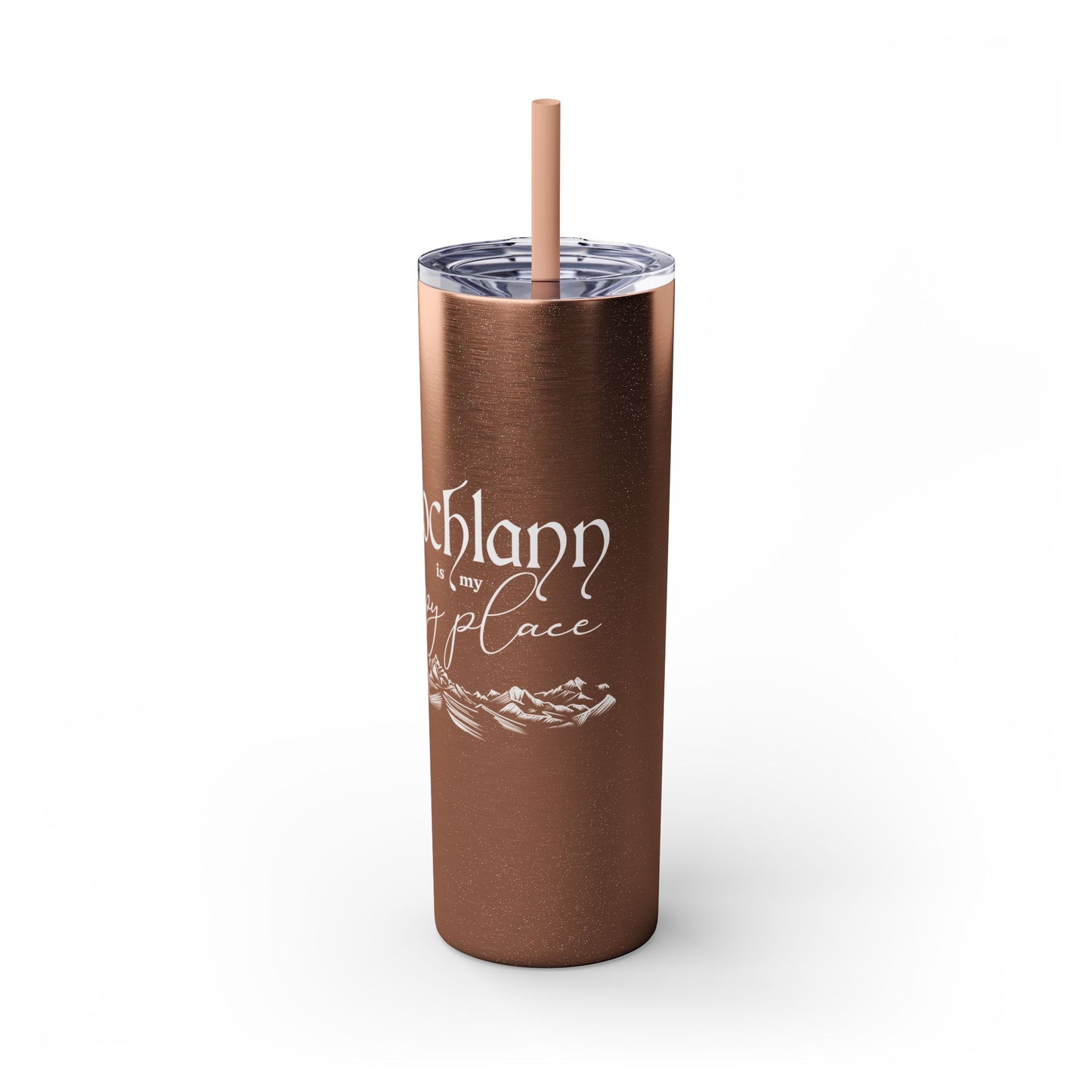 Lochlann is My Happy Place (featuring the booby dagger) - Skinny Tumbler with Straw, 20oz
