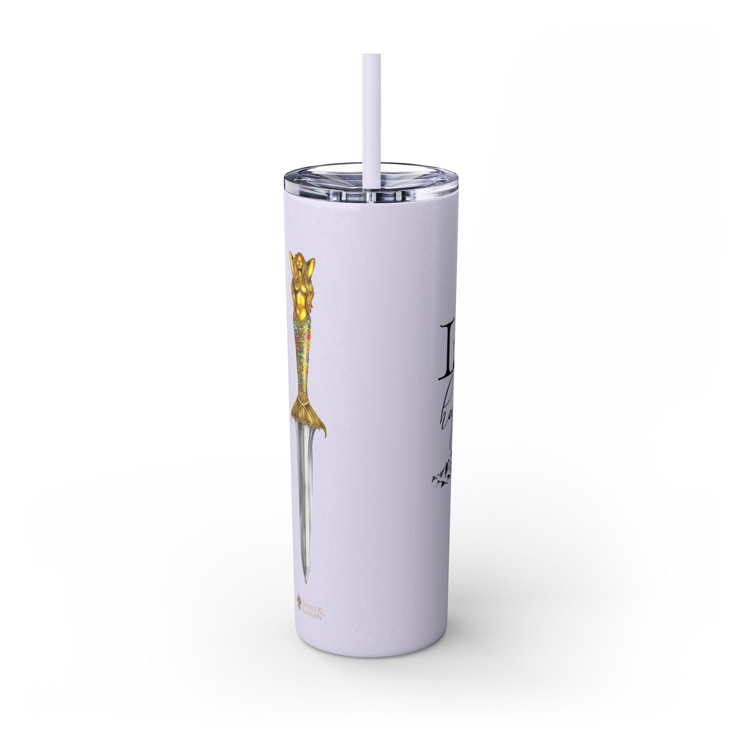 Lochlann is My Happy Place (featuring the booby dagger) - Skinny Tumbler with Straw, 20oz