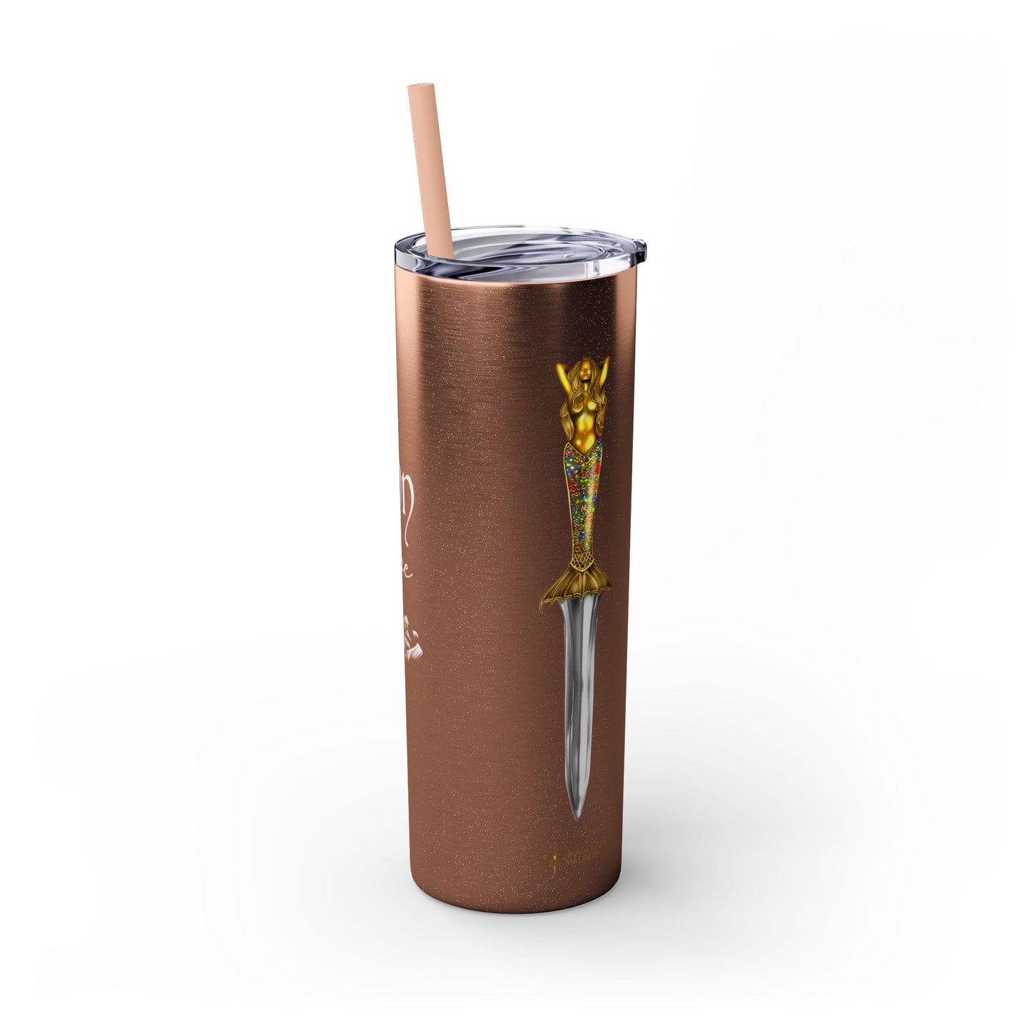 Lochlann is My Happy Place (featuring the booby dagger) - Skinny Tumbler with Straw, 20oz