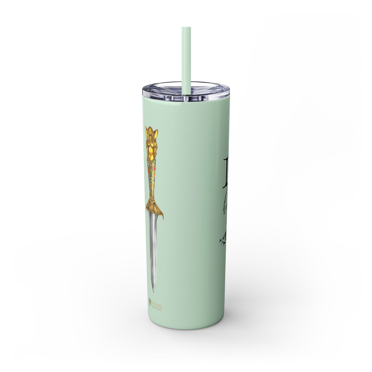 Lochlann is My Happy Place (featuring the booby dagger) - Skinny Tumbler with Straw, 20oz