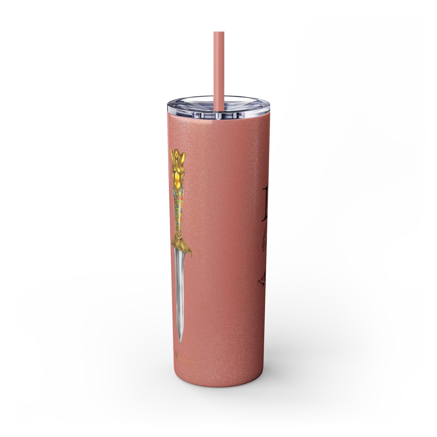 Lochlann is My Happy Place (featuring the booby dagger) - Skinny Tumbler with Straw, 20oz