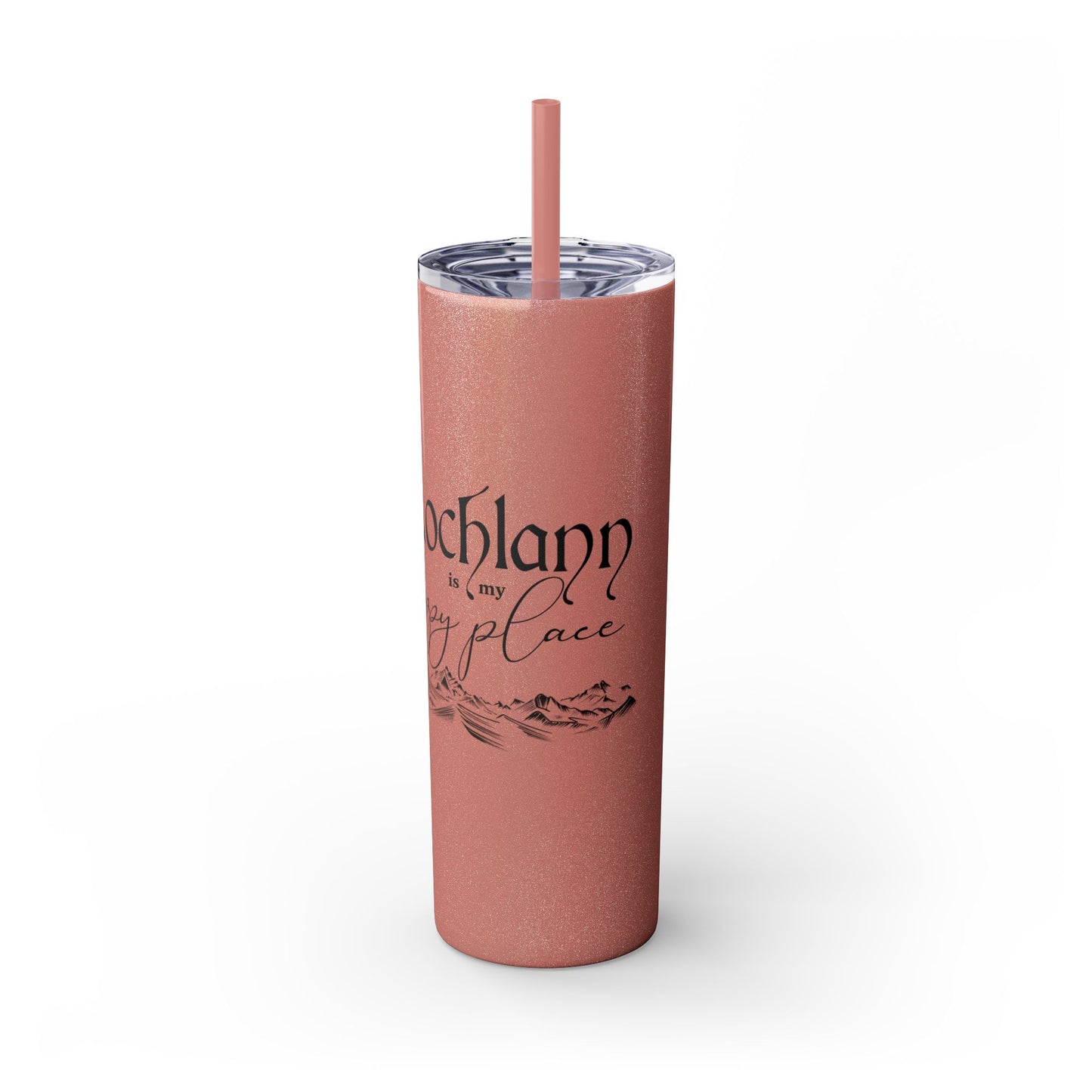Lochlann is My Happy Place (featuring the booby dagger) - Skinny Tumbler with Straw, 20oz