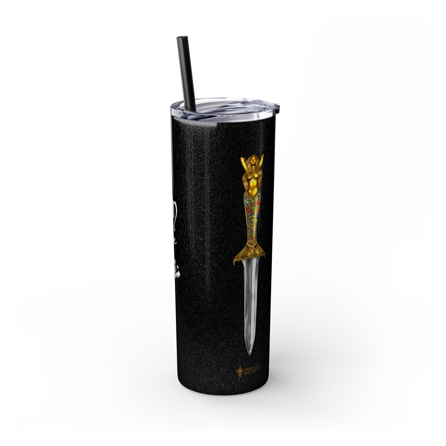 Lochlann is My Happy Place (featuring the booby dagger) - Skinny Tumbler with Straw, 20oz