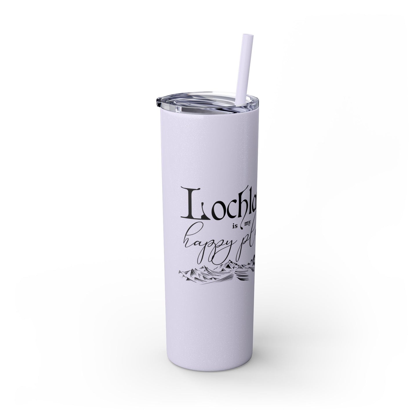 Lochlann is My Happy Place (featuring the booby dagger) - Skinny Tumbler with Straw, 20oz