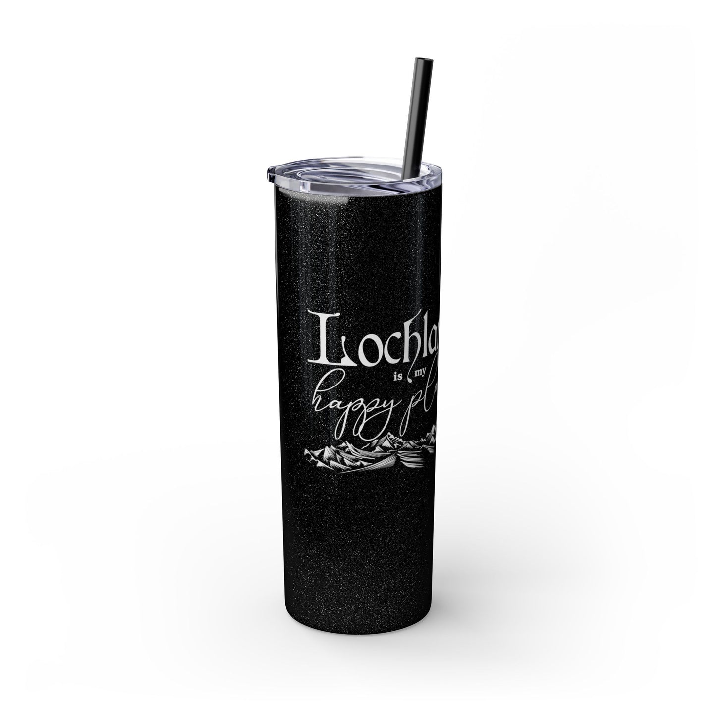 Lochlann is My Happy Place (featuring the booby dagger) - Skinny Tumbler with Straw, 20oz
